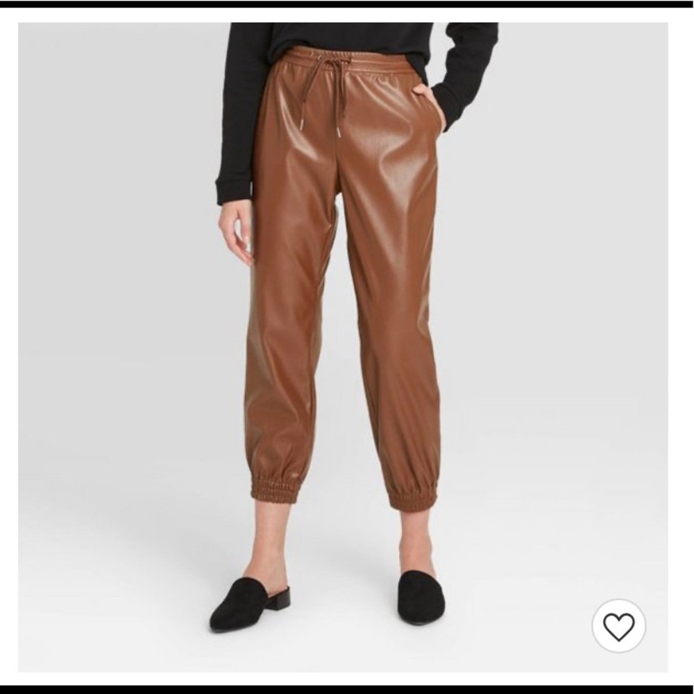 Leather joggers